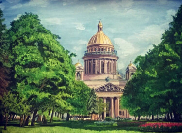 Картина под названием "Исаакиевский собор" - Виталий Леер, Подлинное произведение искусства, Гуашь