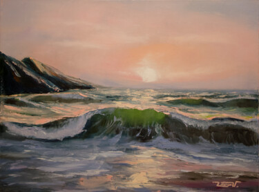Картина под названием "Рассвет у моря" - Виталий Леер, Подлинное произведение искусства, Масло