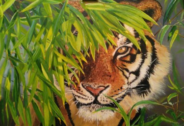 Картина под названием "Tiger" - Виталий Леер, Подлинное произведение искусства, Масло