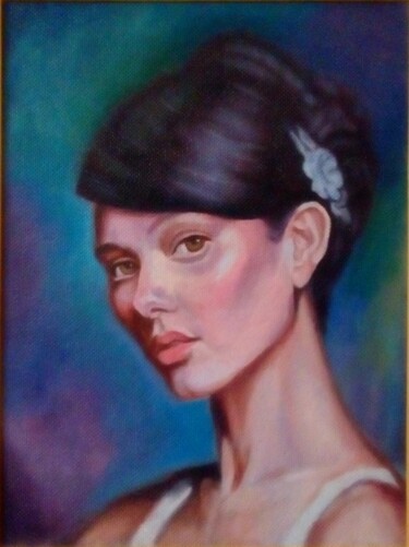Painting titled "Диана" by Vitalij Pravda, Original Artwork, Oil Mounted on Wood Stretcher frame