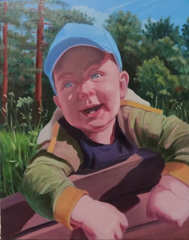 Картина под названием "Портрет Малыша" - Виталий Правда, Подлинное произведение искусства, Масло