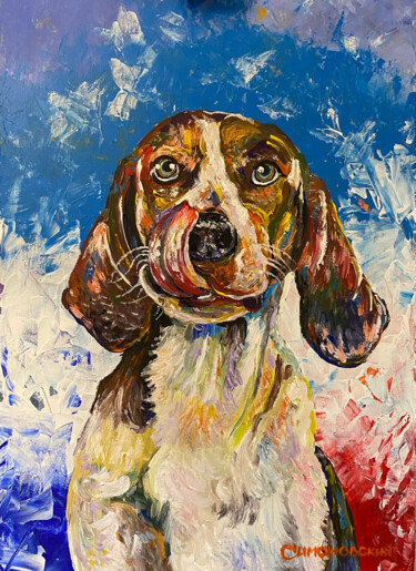 Картина под названием "Собака" - Виталий Симановский, Подлинное произведение искусства, Акрил