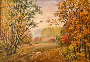 Painting titled "Сорока, заяц и соба…" by Kalinichenko Vitalii, Original Artwork, Oil