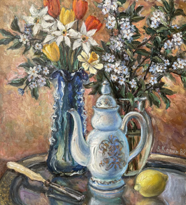 Painting titled "Весенние цветы" by Kalinichenko Vitalii, Original Artwork, Oil