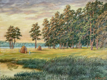 Painting titled "Летний вечер на Вет…" by Kalinichenko Vitalii, Original Artwork, Oil