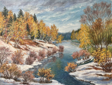Painting titled "Снег в октябре. Мор…" by Kalinichenko Vitalii, Original Artwork, Oil
