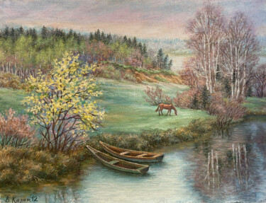 Peinture intitulée "Весеннее утро на Ве…" par Kalinichenko Vitalii, Œuvre d'art originale, Huile
