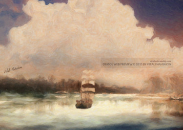 Painting titled "River of Dreams" by Vitali Nahshon, Original Artwork