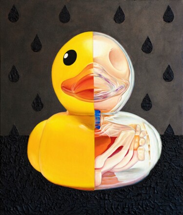 Peinture intitulée "Happy Yellow Duck a…" par Vitalina Desbocada, Œuvre d'art originale, Huile