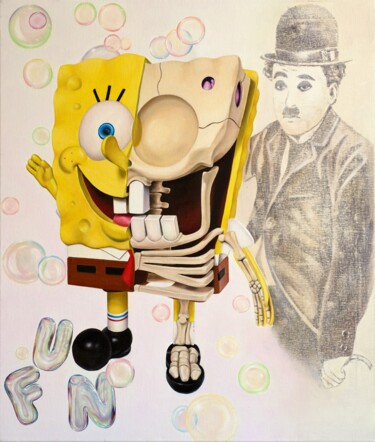 Malerei mit dem Titel "SpongeBob and Charl…" von Vitalina Desbocada, Original-Kunstwerk, Öl