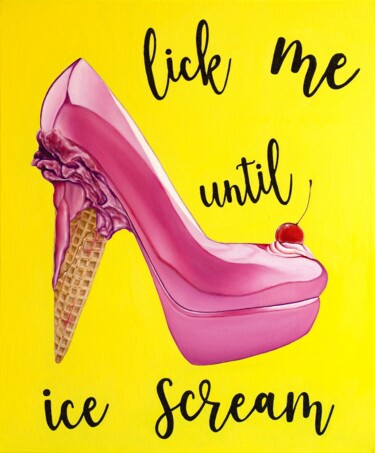 Schilderij getiteld "Lick Me Until Ice C…" door Vitalina Desbocada, Origineel Kunstwerk, Olie Gemonteerd op Frame voor houte…