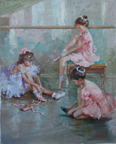 Pintura titulada "Three little baller…" por Vitaliy Bondarenko, Obra de arte original, Oleo