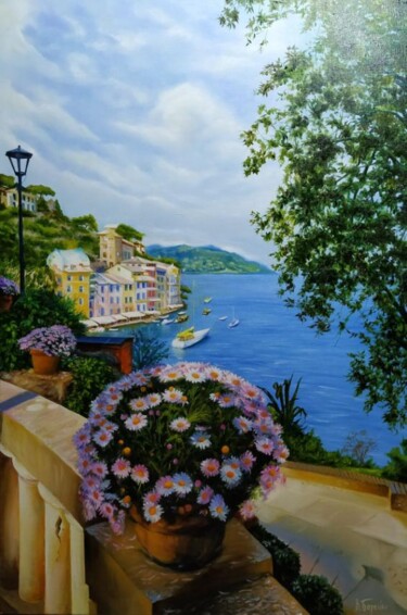 Painting titled "Променад. Promenade" by Vitaliy Boreiko, Original Artwork, Oil Mounted on Wood Stretcher frame