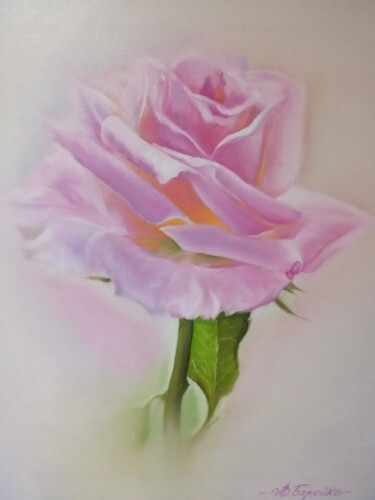 Painting titled "Роза. Rose" by Vitaliy Boreiko, Original Artwork, Oil Mounted on Wood Stretcher frame