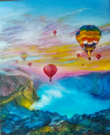 Картина под названием "Полёт над горой" - Vitaliy Boreiko, Подлинное произведение искусства, Масло