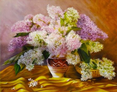 Картина под названием "Сирень" - Vitaliy Boreiko, Подлинное произведение искусства, Масло
