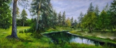 Картина под названием "Лесная река" - Vitaliy Boreiko, Подлинное произведение искусства, Масло Установлен на Деревянная рама…