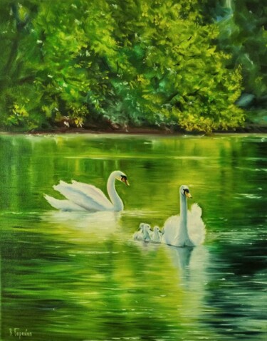 Картина под названием "Лебединое озеро" - Vitaliy Boreiko, Подлинное произведение искусства, Масло