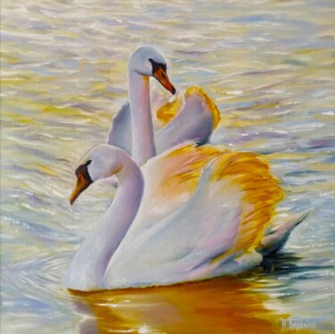 Картина под названием "Лебеди" - Vitaliy Boreiko, Подлинное произведение искусства, Масло