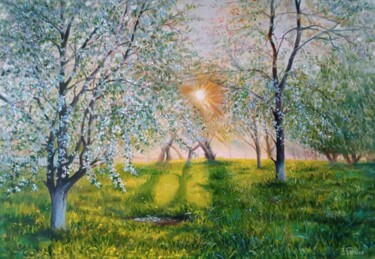 Pintura intitulada "Рассвет в саду" por Vitaliy Boreiko, Obras de arte originais, Óleo