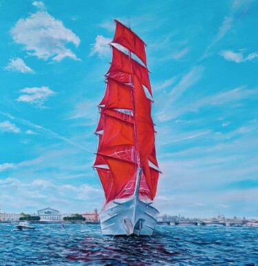 Malerei mit dem Titel "Алые паруса" von Vitaliy Boreiko, Original-Kunstwerk, Öl