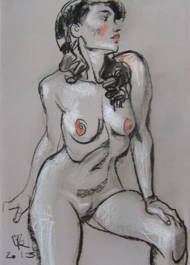 Рисунок под названием "Nude" - Vitaliy Kotendzhi, Подлинное произведение искусства