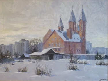 Painting titled "Church of the Ascen…" by Vitaliy Ustimenko, Original Artwork, Oil