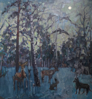 Peinture intitulée "Christmas night" par Vitaliy Ustimenko, Œuvre d'art originale, Huile