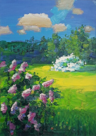 Картина под названием "May lilac" - Vitaliy Ustimenko, Подлинное произведение искусства, Масло