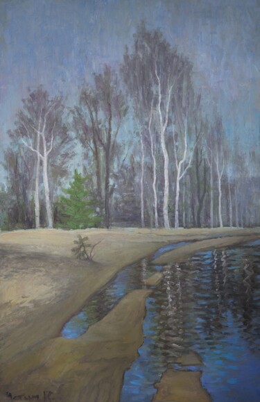 Painting titled "Spring flood" by Vitaliy Ustimenko, Original Artwork, Oil