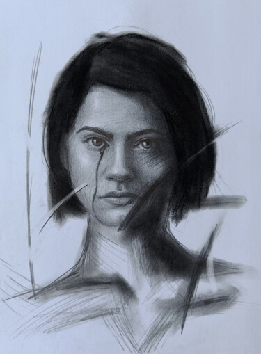 Zeichnungen mit dem Titel "a girl traumatized…" von Vitaly.Arts, Original-Kunstwerk, Graphit