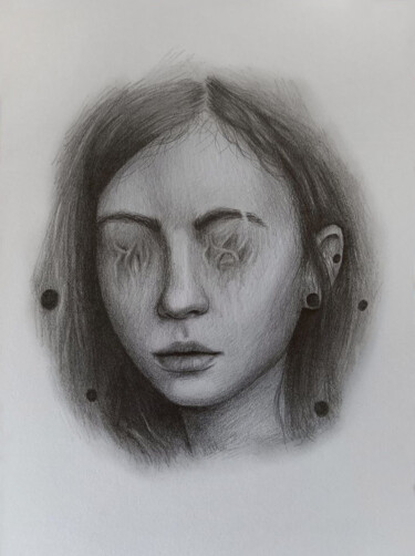 Drawing titled "gloomy portrait" by Vitaly.Arts, Original Artwork, Pencil