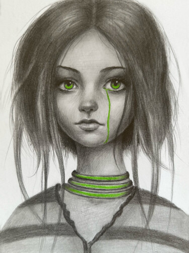 图画 标题为“Drip girl” 由Vitaly.Arts, 原创艺术品, 铅笔