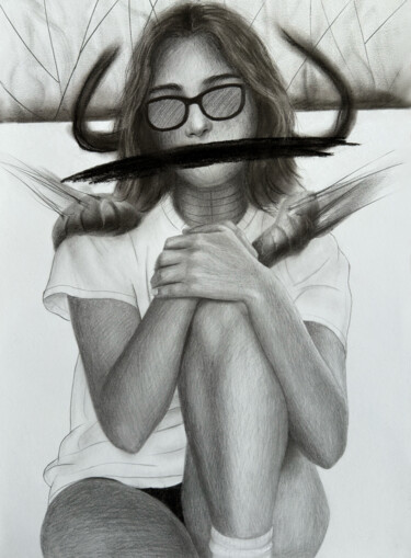 Zeichnungen mit dem Titel "dark girl" von Vitaly.Arts, Original-Kunstwerk, Bleistift