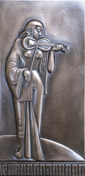 Rzeźba zatytułowany „"VIOLIN PLAYER."” autorstwa Vitaly Moiseev, Oryginalna praca, Brąz Zamontowany na Inny sztywny panel