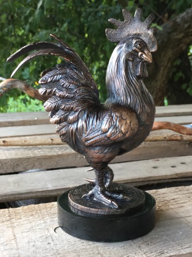 Skulptur mit dem Titel "rooster" von Vitaliy Semenchenko, Original-Kunstwerk, Bronze