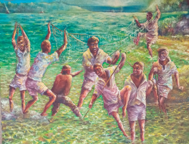 Schilderij getiteld "Bimini. Catchers in…" door Vitalii Gatsutsyn (Ialpachek Levi), Origineel Kunstwerk, Olie
