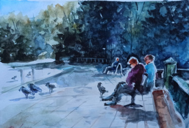 Картина под названием "In the park" - Виталий Гацуцын (Ялпачек-Леви), Подлинное произведение искусства, Акварель