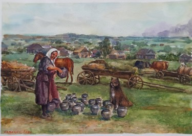 Painting titled "Russia. In the Mord…" by Vitalii Gatsutsyn (Ialpachek Levi), Original Artwork, Watercolor
