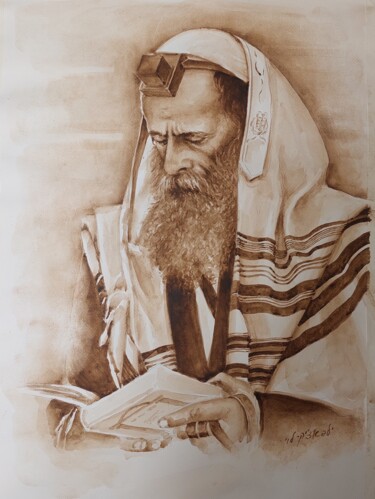 Painting titled "Jew" by Виталий Гацуцын (Ялпачек-Леви), Original Artwork, Watercolor