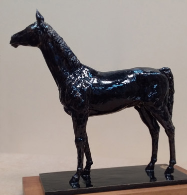 Sculpture titled "черный скакун" by Vitalii Marin, Original Artwork, Metals