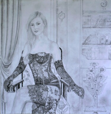 Dessin intitulée "Le boudoir" par Bernard Vitasse, Œuvre d'art originale, Crayon