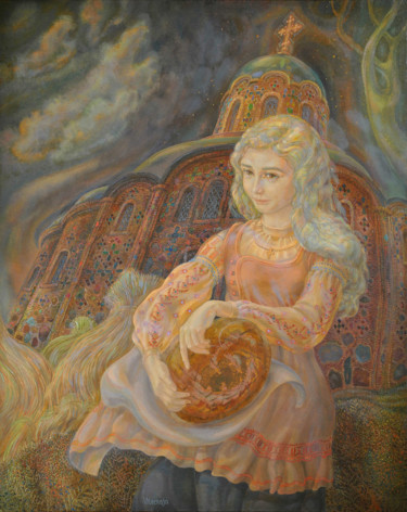 Schilderij getiteld "Bread" door Viteckaja, Origineel Kunstwerk, Olie