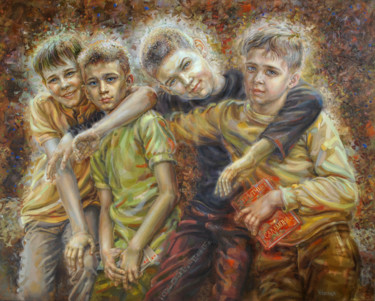 Painting titled "Мальчишки" by Viteckaja, Original Artwork, Oil