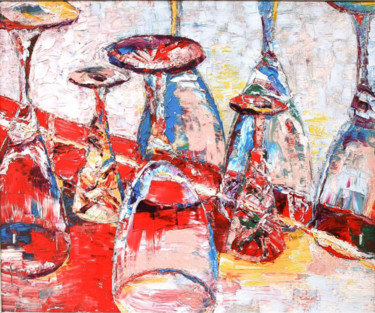 Malerei mit dem Titel "Wine glasses" von Viola Larkina, Original-Kunstwerk, Öl