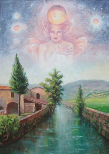 Pittura intitolato "Il Confluente" da V.Russotto, Opera d'arte originale, Olio