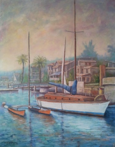 Pittura intitolato "Piccolo porto a Los…" da V.Russotto, Opera d'arte originale, Olio