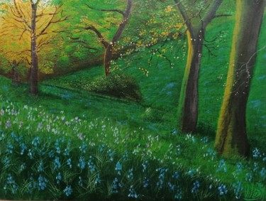 Malerei mit dem Titel "Blueberry Forest" von Vito Bzhitskiy, Original-Kunstwerk, Öl