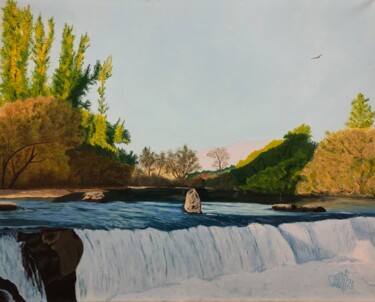 Painting titled "Wasserfall in Manav…" by Vito Bzhitskiy, Original Artwork, Oil