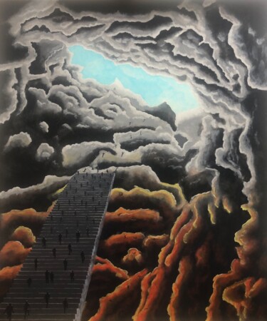 Malerei mit dem Titel "Stairway to heaven" von Vito Bzhitskiy, Original-Kunstwerk, Öl